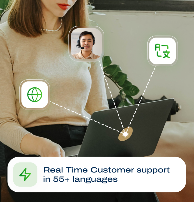 Real time customer support in 55 languages